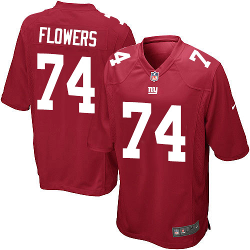 Men's Game Ereck Flowers Nike Jersey Red Alternate - #74 NFL New York Giants